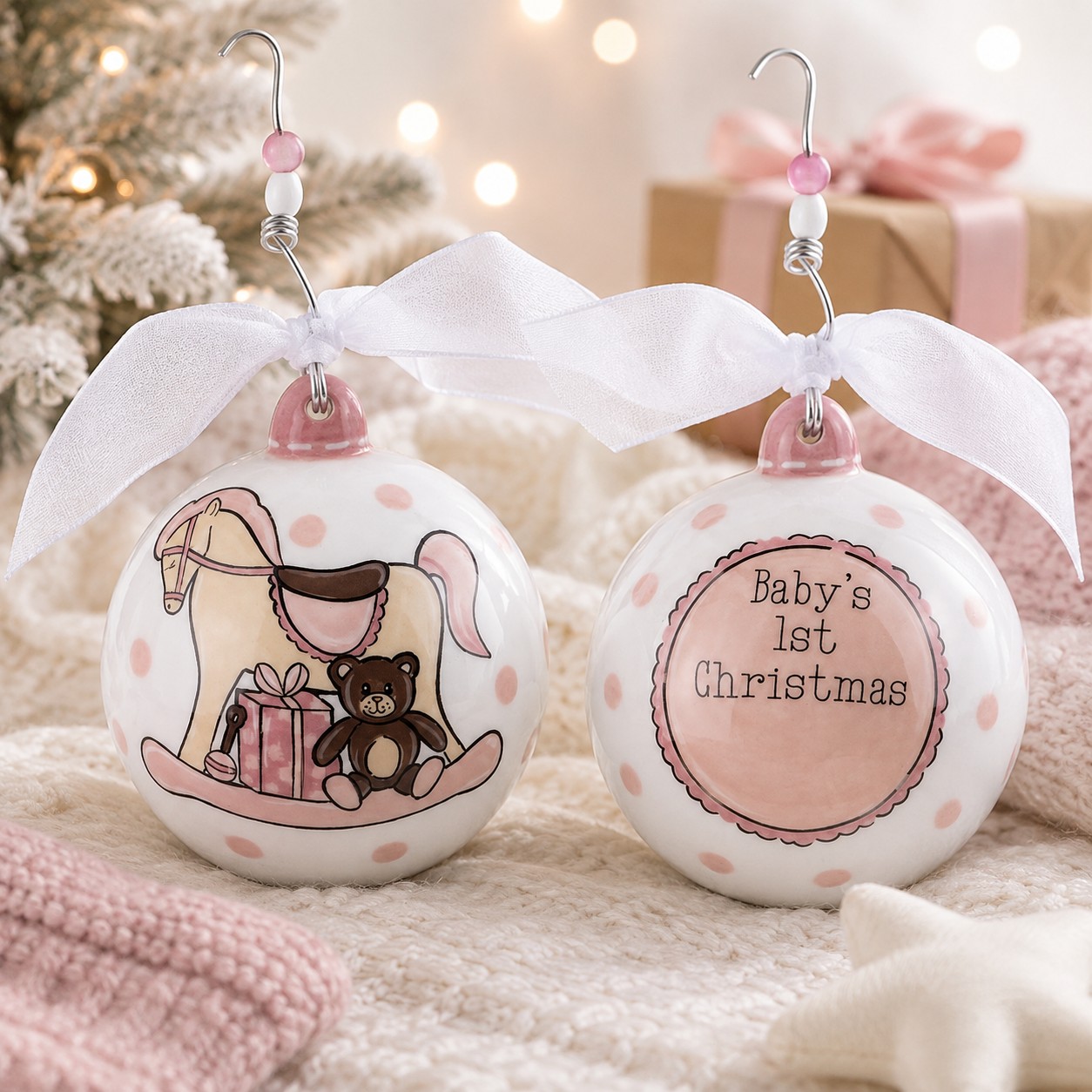 Pink Baby's 1st Rocking Horse Ornament